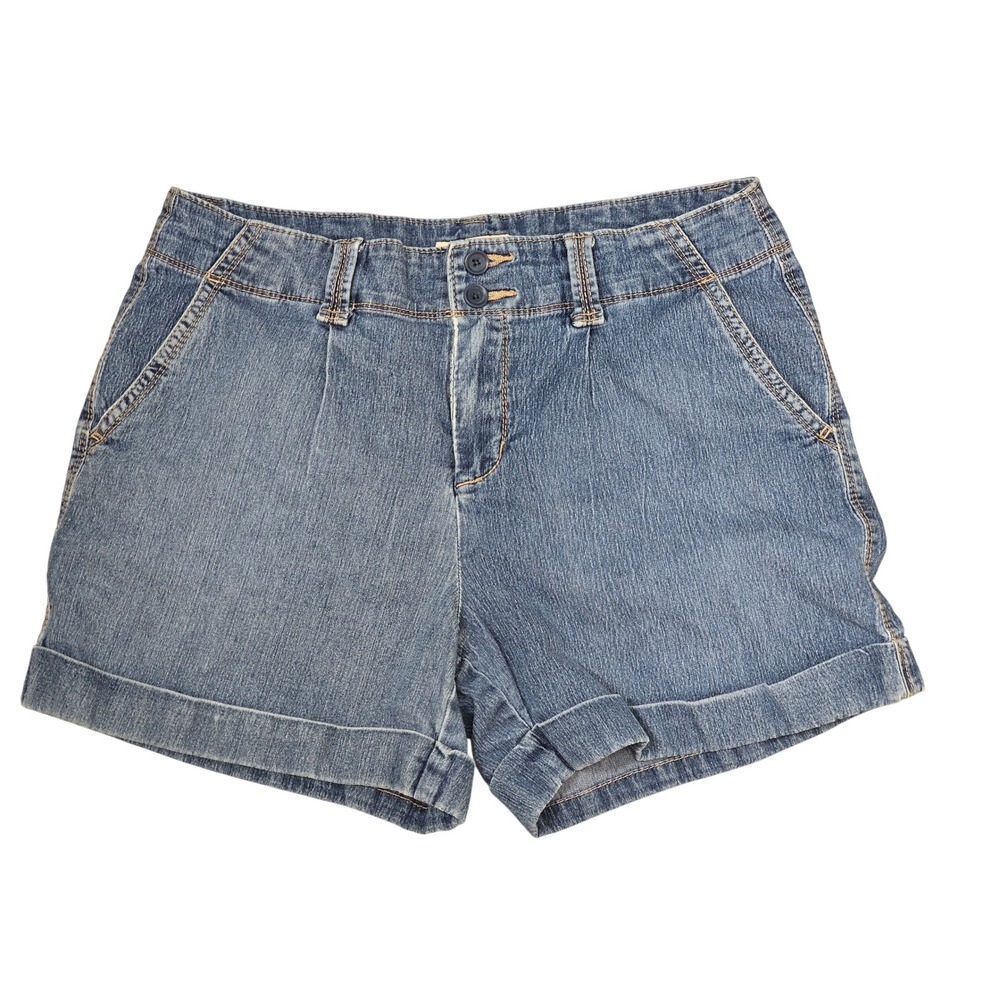 Faded Glory Womens Denim Shorts Size 10 Dark Wash Stretch Cuffed vintage